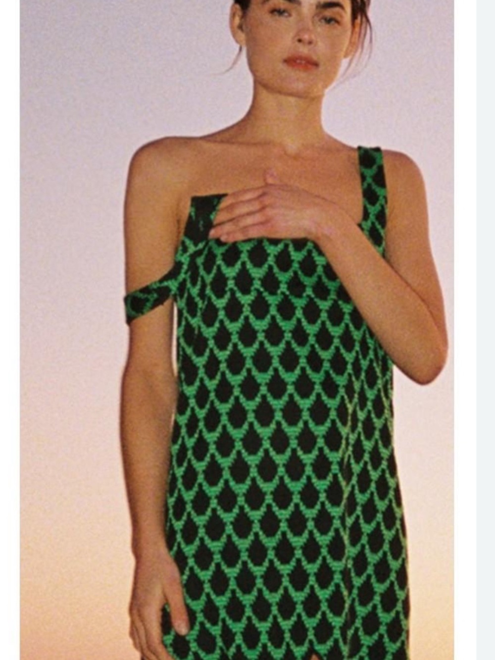 Zara Green Patterned Knit Dress